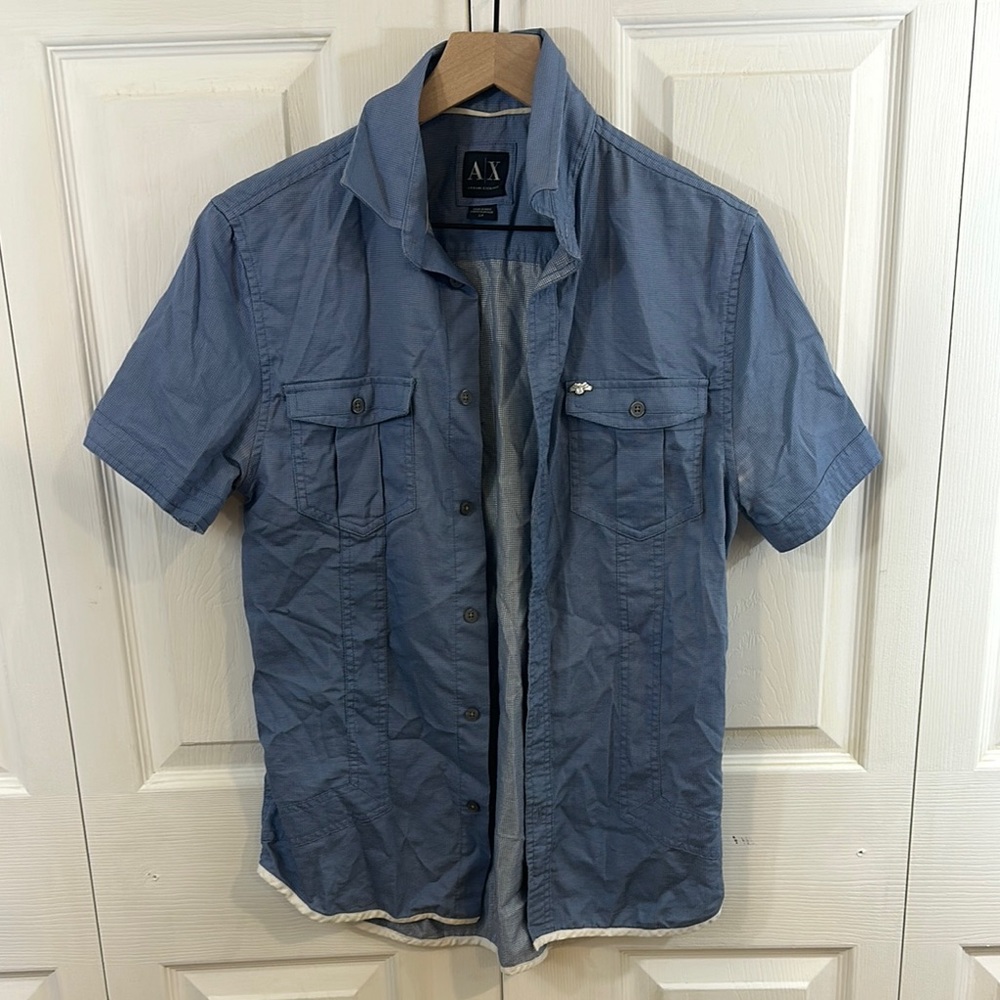 ARMANI EXCHANGE Men’s Light Blue Buttoned Down Shirt